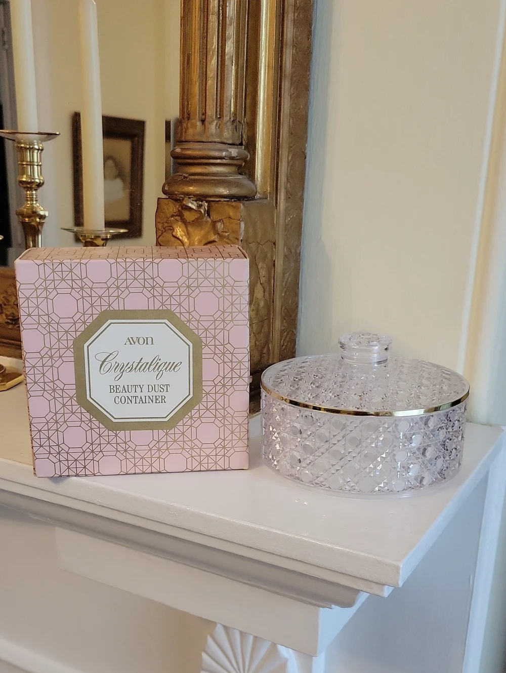 70s Avon Crystalique Beauty Dust Container